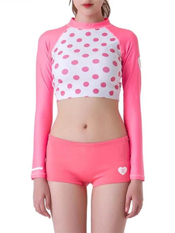 DOT CROP RASHGUARD-PINK DOT